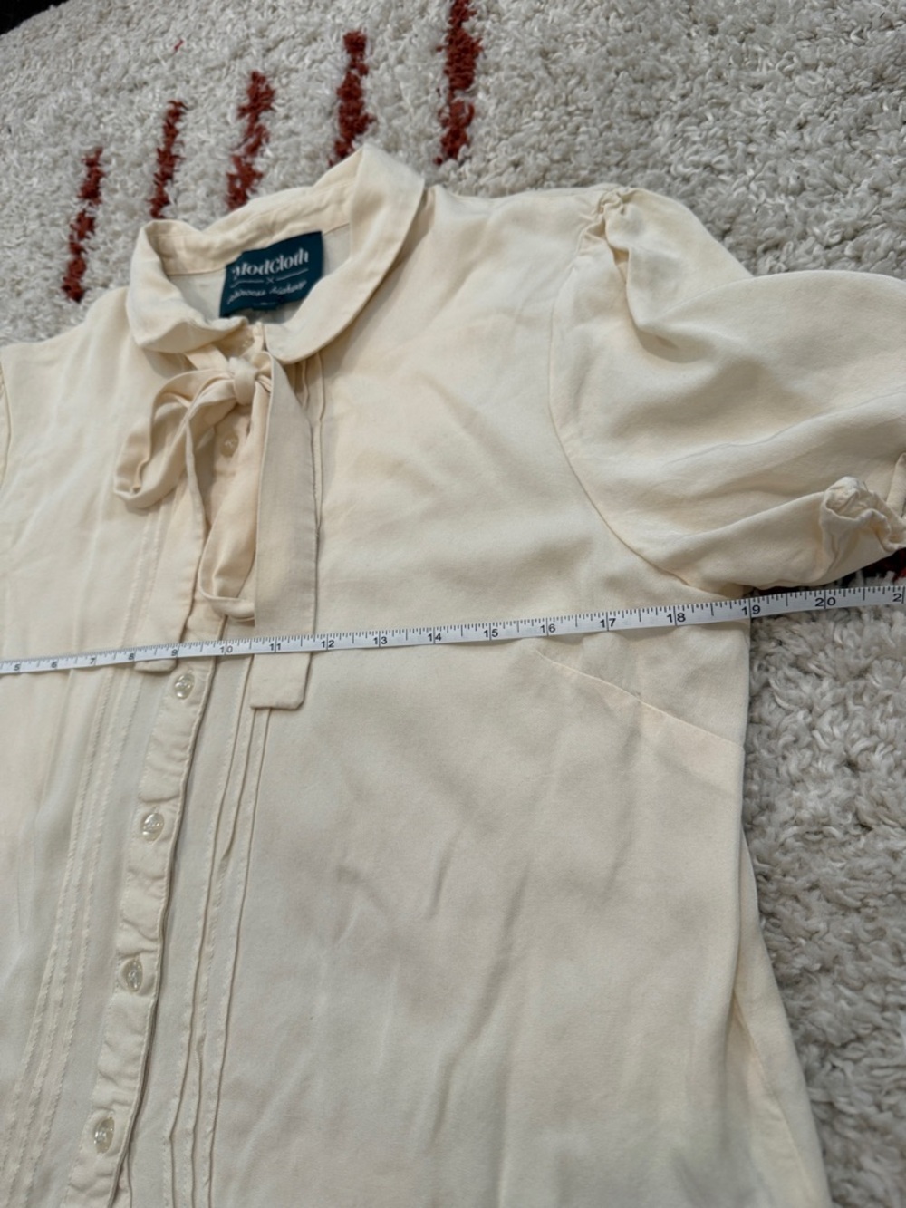 Modcloth Princess Highway Cream Button Down Pleated Bow Blouse - Picture 8 of 10